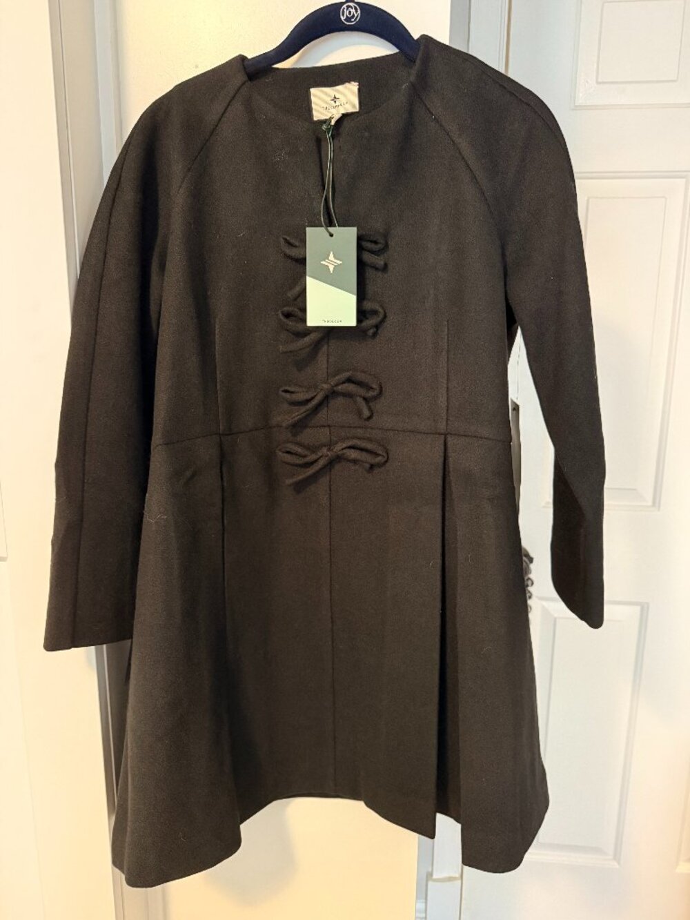Tuckernuck Black Blair Bow Coat Dress sz M Women's NWT Long Sleeve A-Line